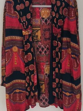 Componix Bohemian Printed Duster in Black and Red